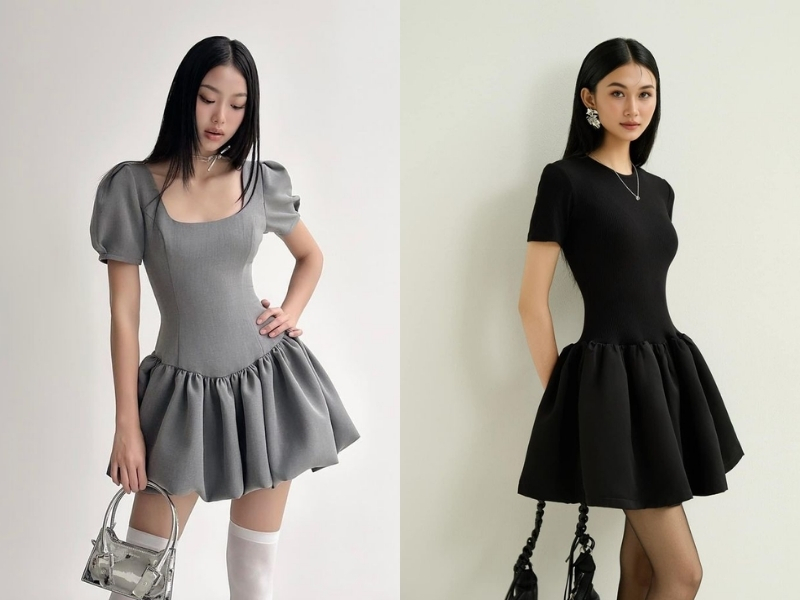 Chọn váy body dáng chữ A hoặc suông nhẹ để che bụng mỡ