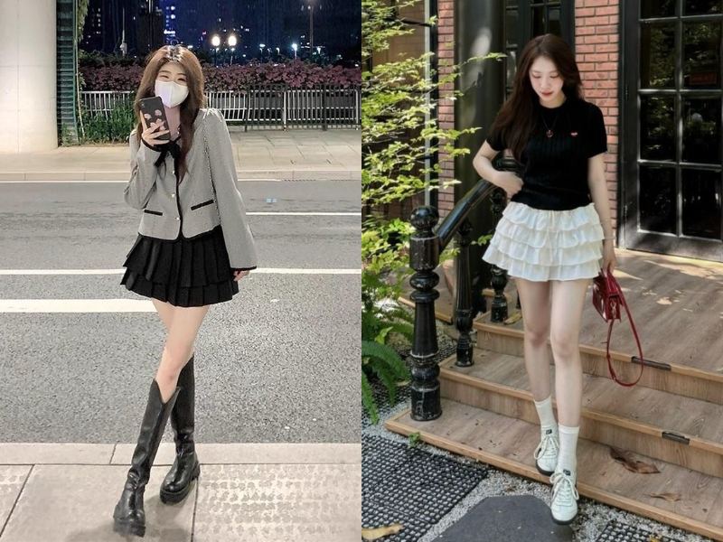Chân váy tầng xòe cho nấm lùn 1m45