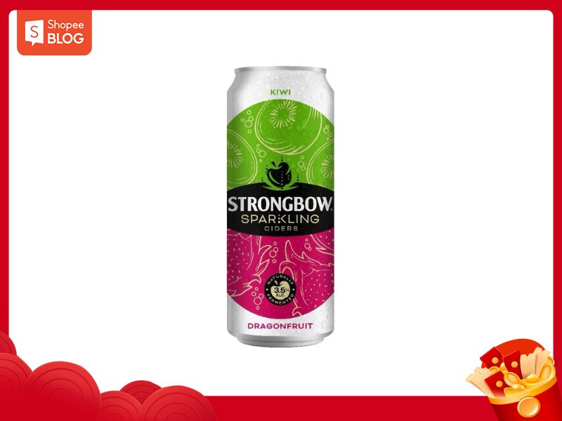 Strongbow Sparkling Kiwi Dragonfruit vị kiwi và thanh long