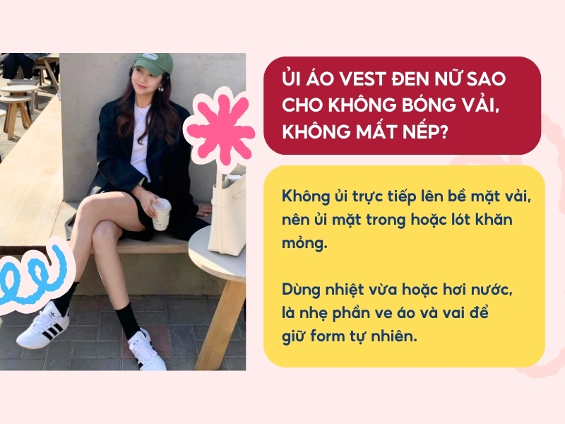 Cách ủi áo vest đen nữ thế nào để không bị bóng vải và mất nếp? 