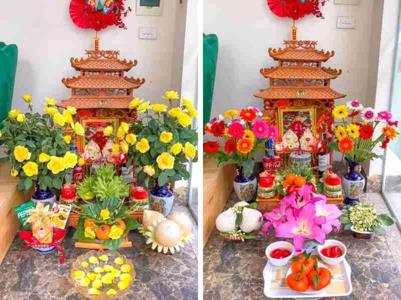 Trang trí bàn thờ ông Địa ngày Tết đơn giản