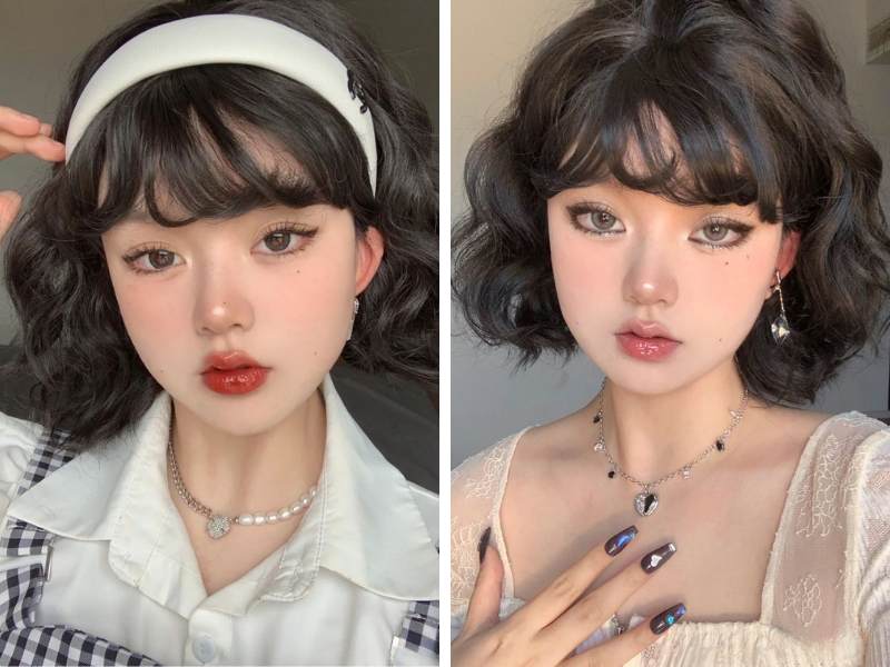 Mẫu hippie tóc ngắn mái ngố