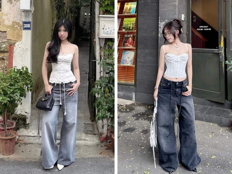 Giày búp bê phối đồ cùng quần jean trendy