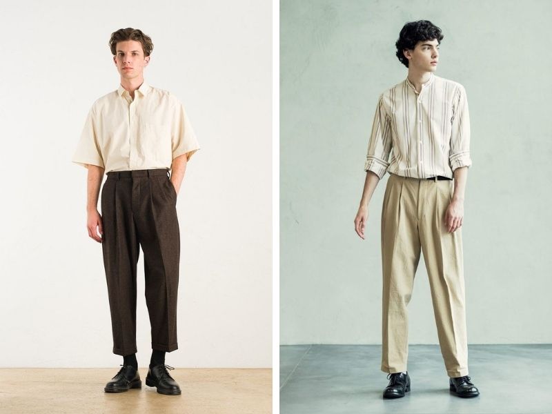 Phối áo sơ mi và quần baggy 