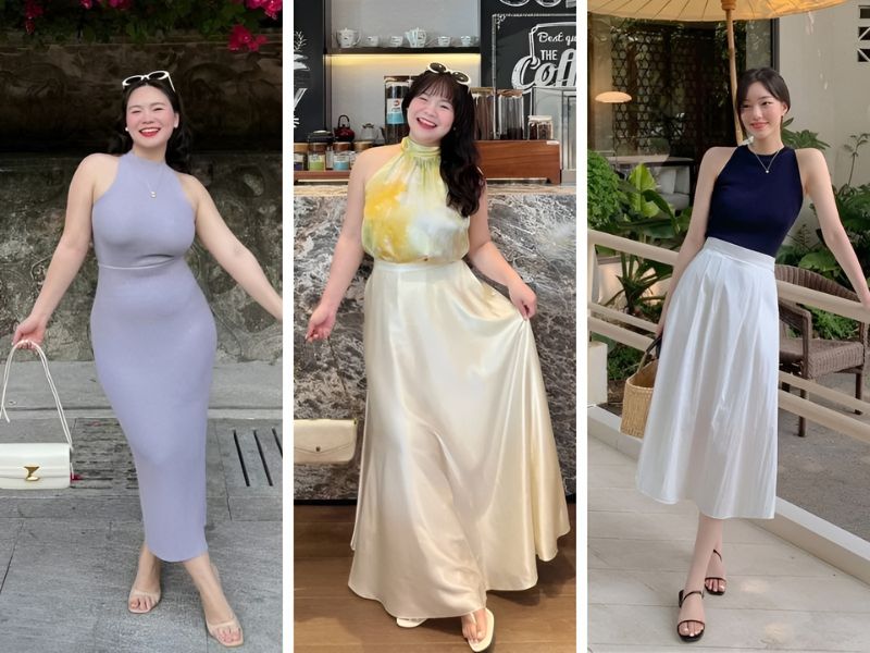 Vai rộng bắp tay to nên mặc gì? Đầm cổ yếm