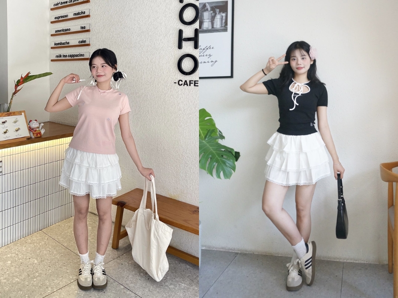 váy tầng cho người lùn 1m45