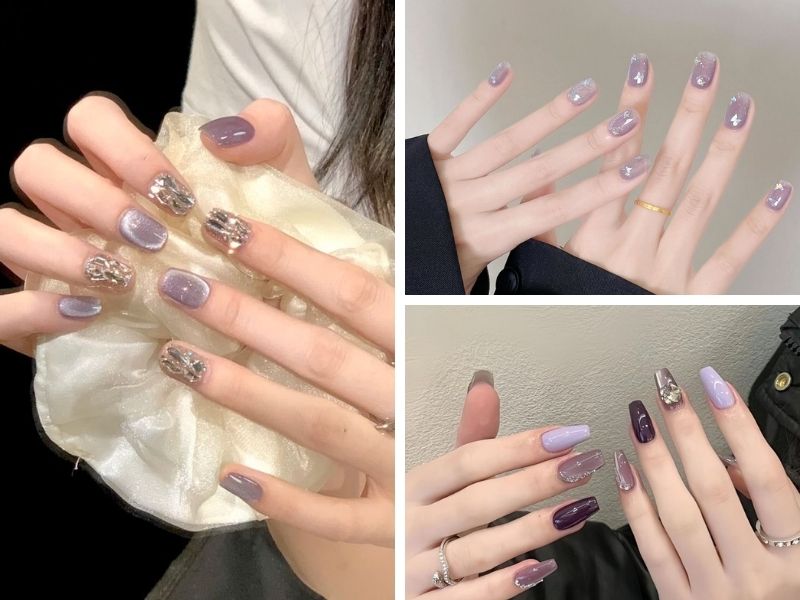 Mẫu sơn gel thạch mắt mèo tông tím