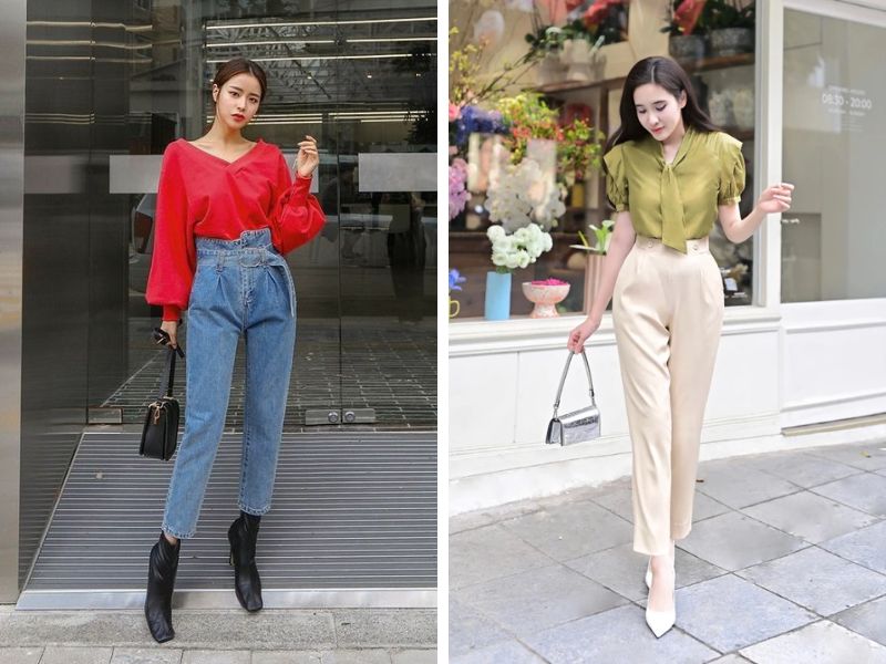 phối quần baggy và áo kiểu