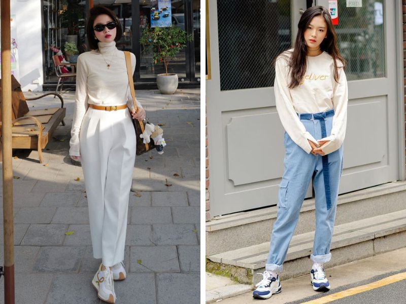 Phối áo tay dài và quần baggy 