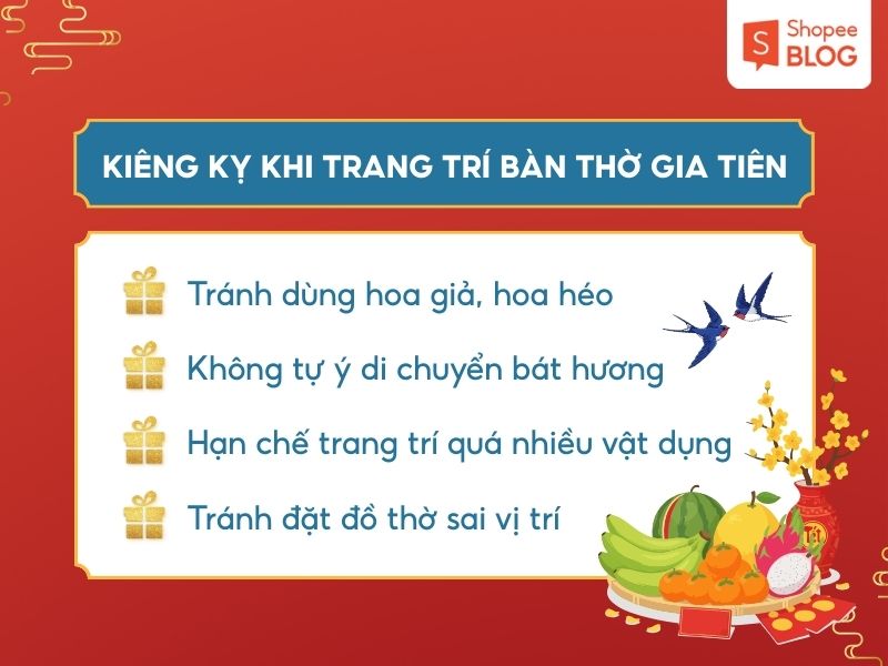 Kiêng kỵ trang trí bàn thờ gia tiên ngày Tết