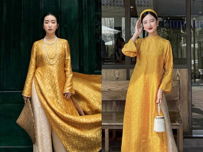 phối màu vàng với quần màu be