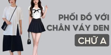 phối đồ với chân váy đen chữ a