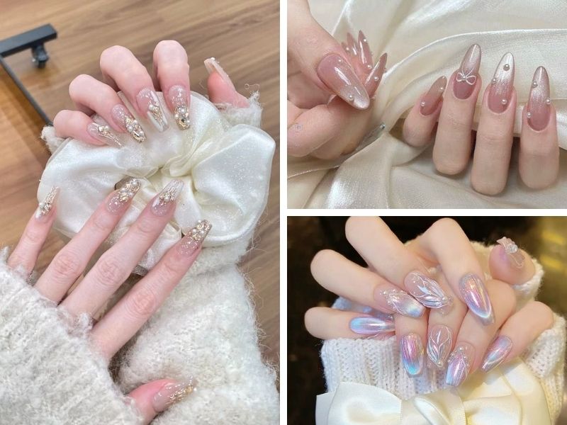Mẫu nail sơn thạch mắt mèo 