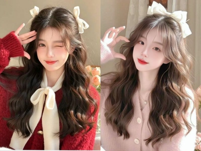 tóc mái thưa uốn