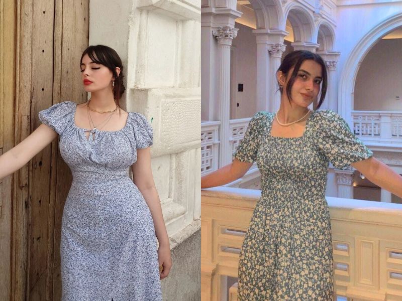 đầm suông hoa nhí cho người béo bụng