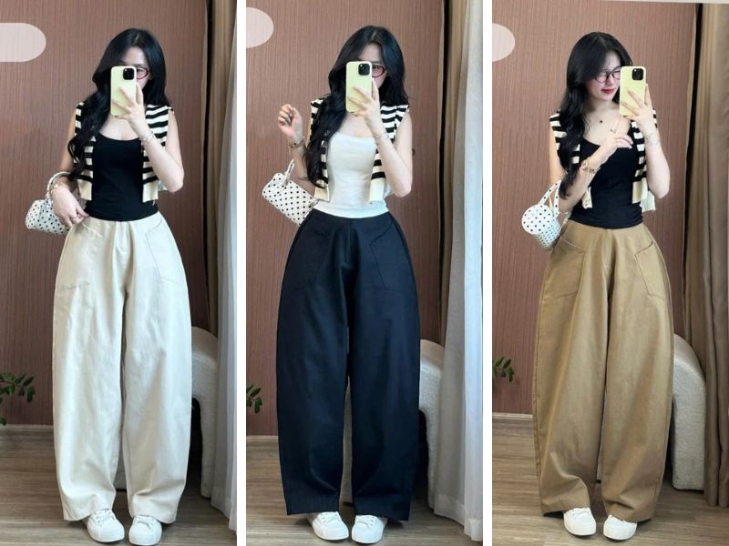 Phối quần baggy và áo sát nách 