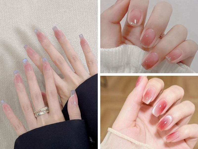 Mẫu nail sơn thạch mắt mèo ombre