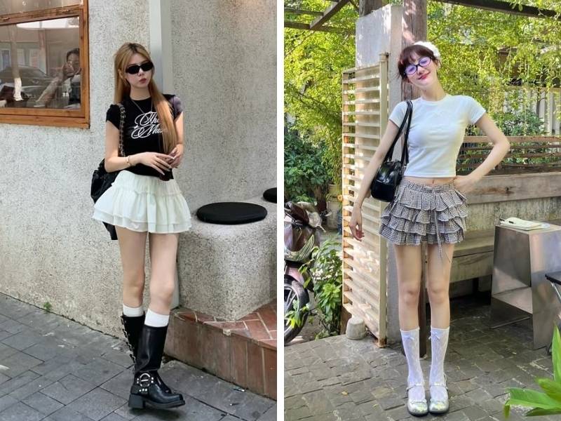 Phối croptop với chân váy cho dáng tam giác ngược
