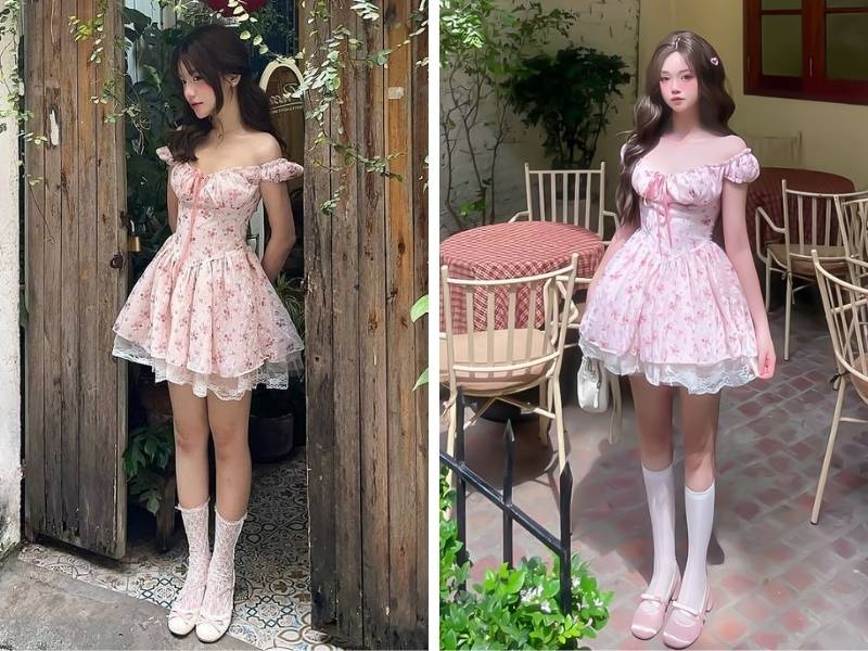Phối đầm corset ngắn cho dáng tam giác ngược