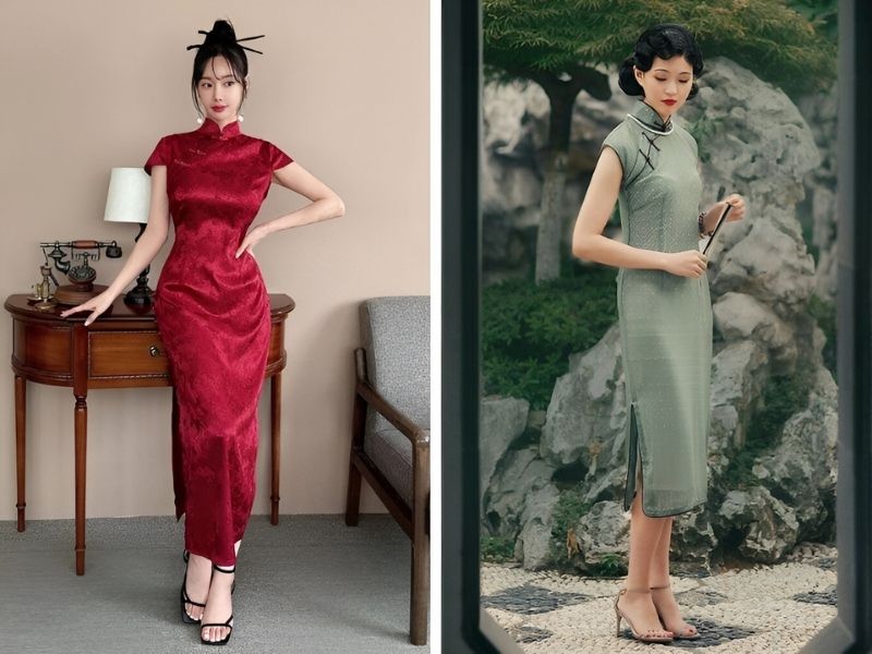 Mặc sườn xám đi giày cao gót dây