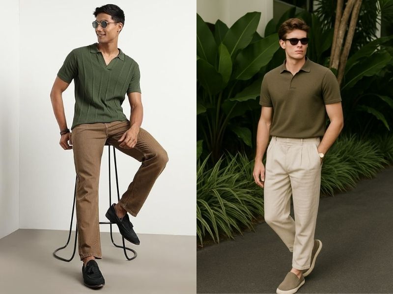 Áo polo phối quần kaki 