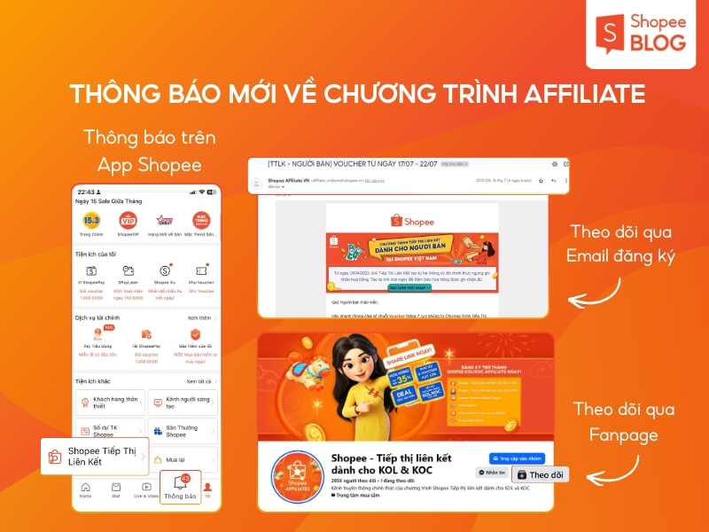 Cách nhận thông báo chương trình affiliate
