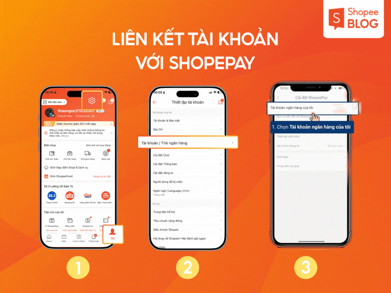 liên kết tài khoản ngân hàng với Shopeepay
