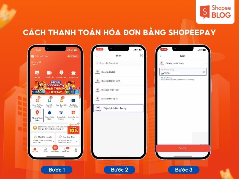 Cách thanh toán hóa đơn bằng ShopeePay