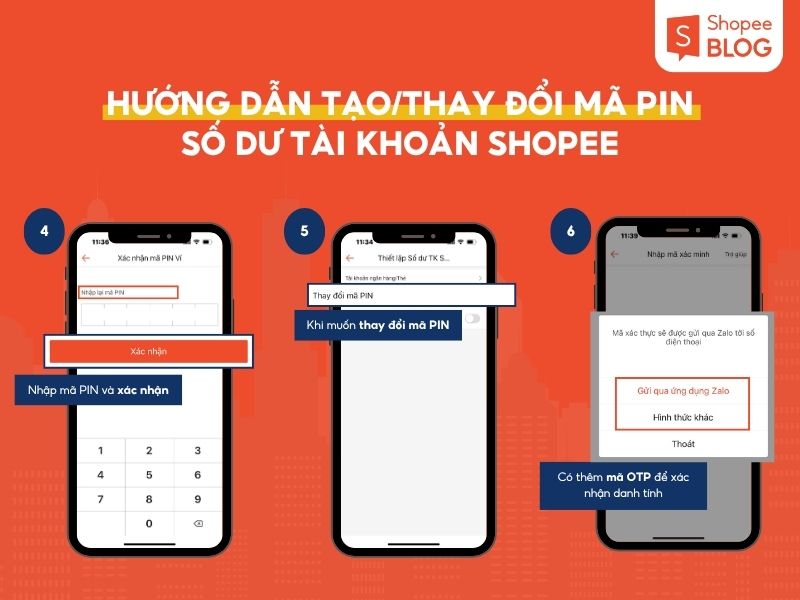 Hướng dẫn cách tạo mã PIN trên số dư tài khoản Shopee