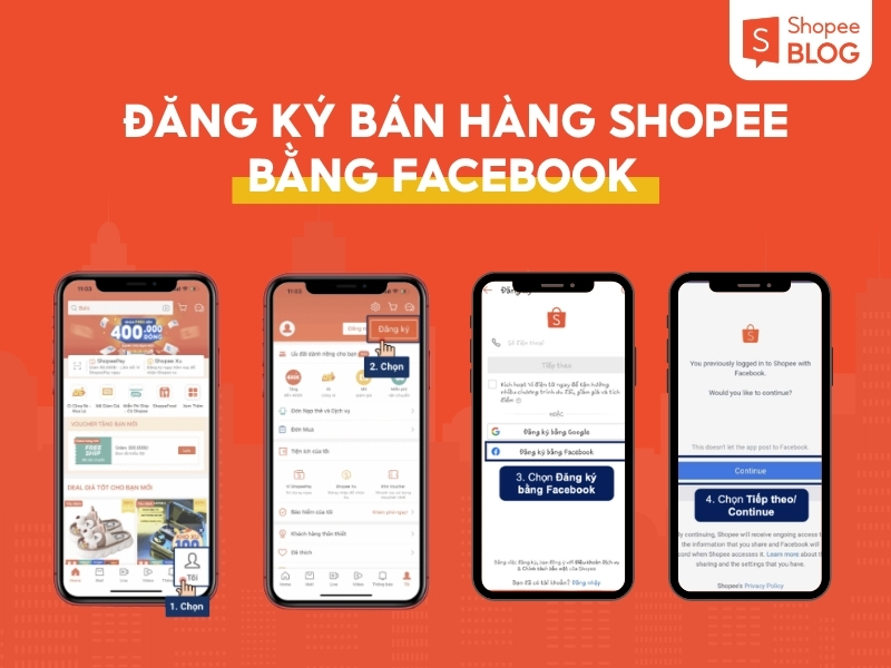 Cách tạo tài khoản trên shopee để bán hàng bằng Facebook