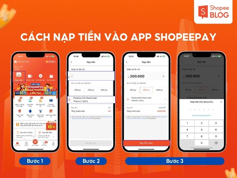 Cách nạp tiền vào ShopeePay rất đơn giản (Nguồn: Shopee Blog)