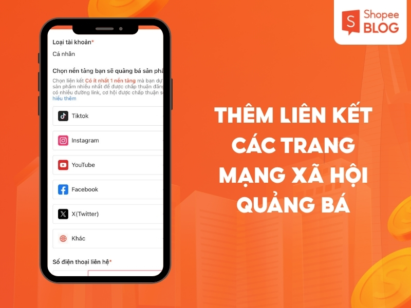 Thêm tài khoản mạng xã hội