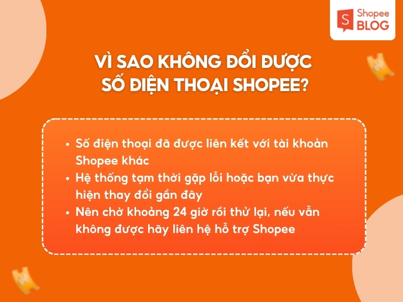 Vì sao không đổi được số điện thoại Shopee? 