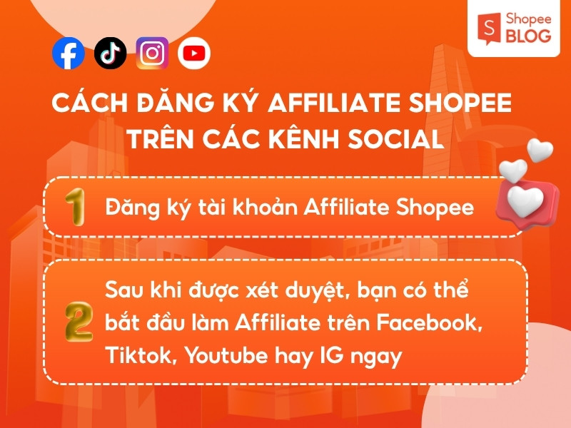 Cách đăng ký tiếp thị liên kết Shopee trên Social