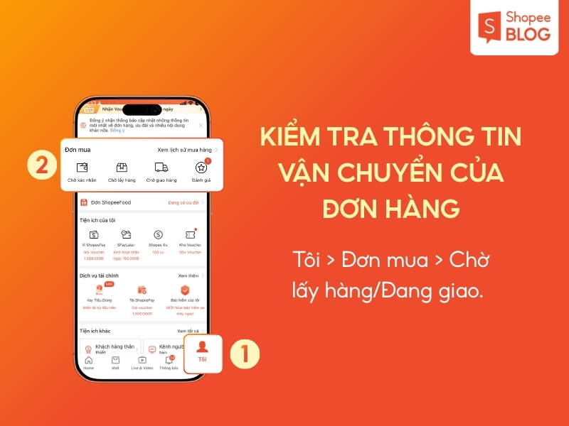 kiểm tra đơn hàng Shopee về thông tin vận chuyển