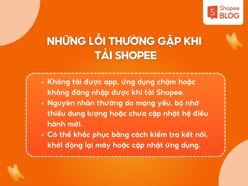 Những lỗi thường gặp khi tải Shopee