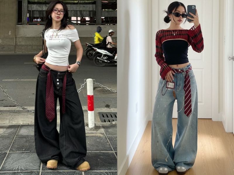 áo croptop và quần cạp cao