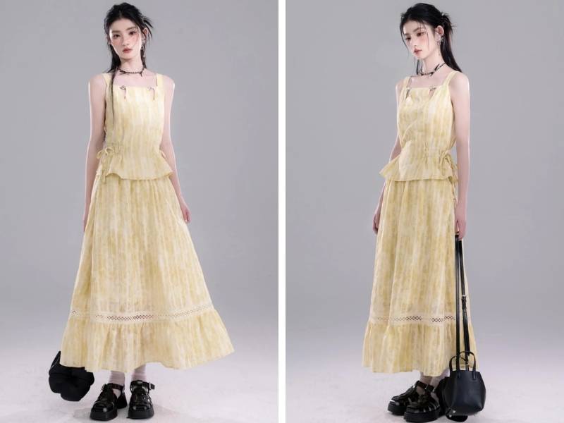 Chân váy mix áo peplum cho dáng tam giác ngược