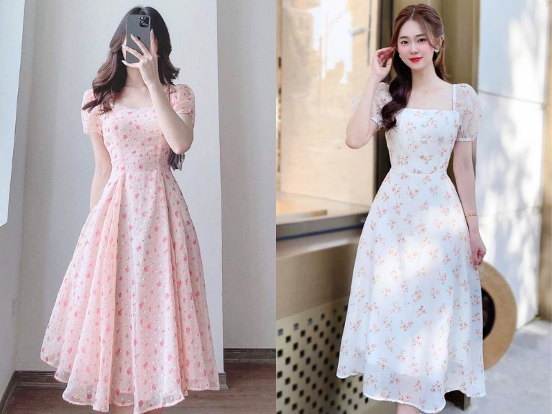 Đầm voan hoa nhí.