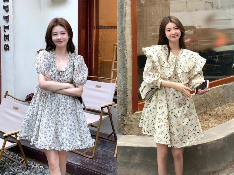 Đầm babydoll hoa nhí