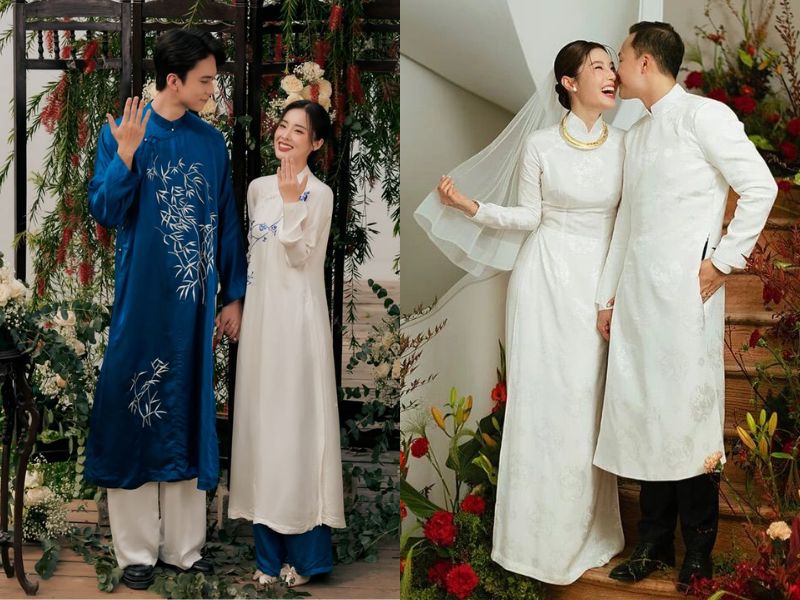 cô dâu chú rể mặc áo dài