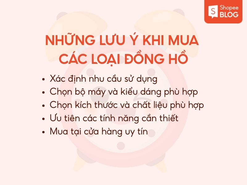 một số điểm lưu ý khi chọn đồng hồ