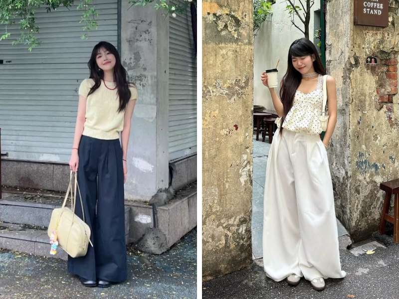 Cách phối quần ống suông với áo croptop đi Sapa