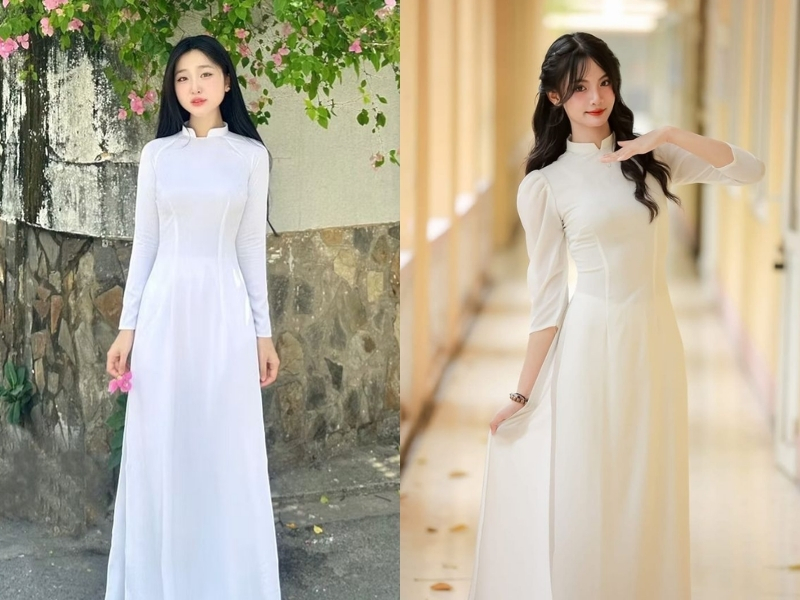 nữ sinh áo dài trắng mặc vào ngày tựu trường