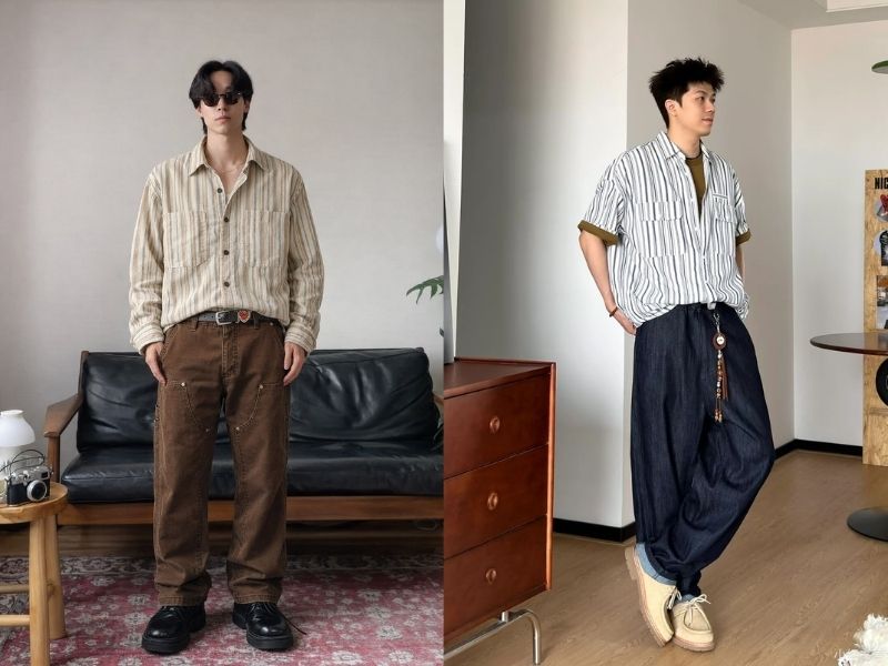 Phối áo sơ mi oversize 