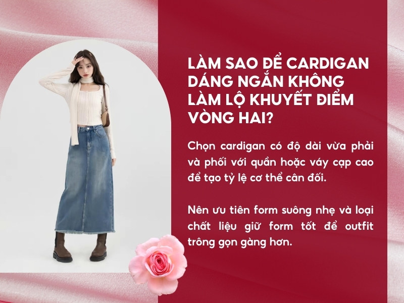 Làm sao để cardigan dáng ngắn không làm lộ khuyết điểm vòng hai?