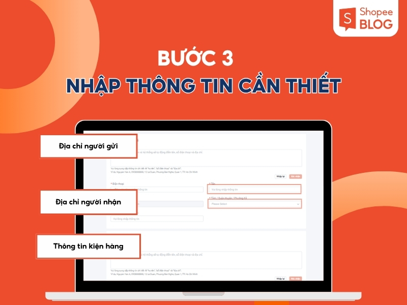 Cách gửi hàng Shopee Express trực tiếp trên website