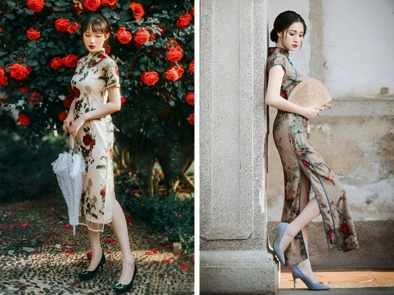 Chọn giày mũi nhọn mix cùng sườn xám 