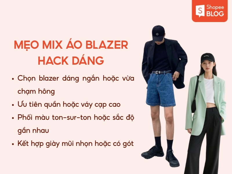 Cách phối áo blazer cho người lùn