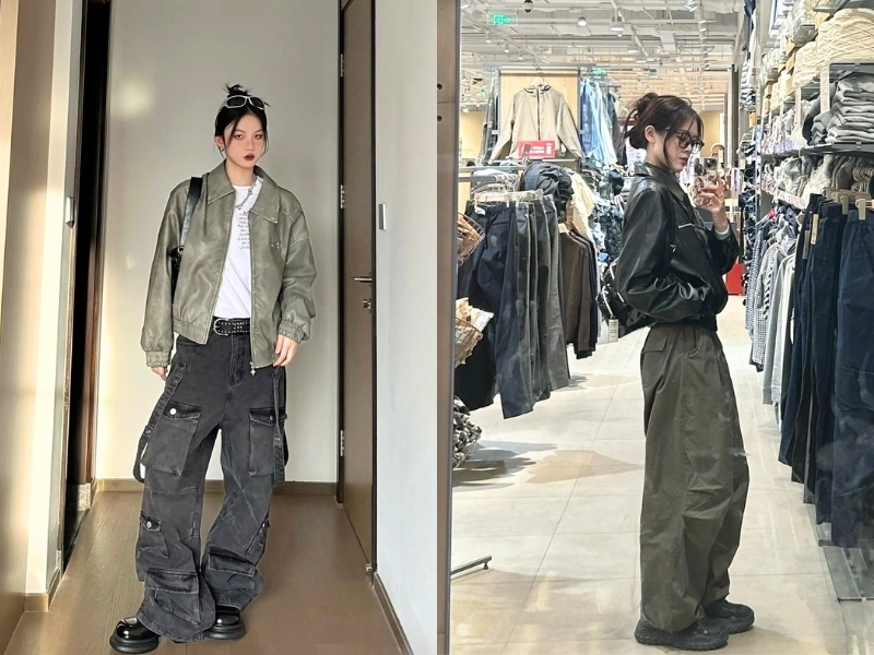 Áo bomber phối quần túi hộp
